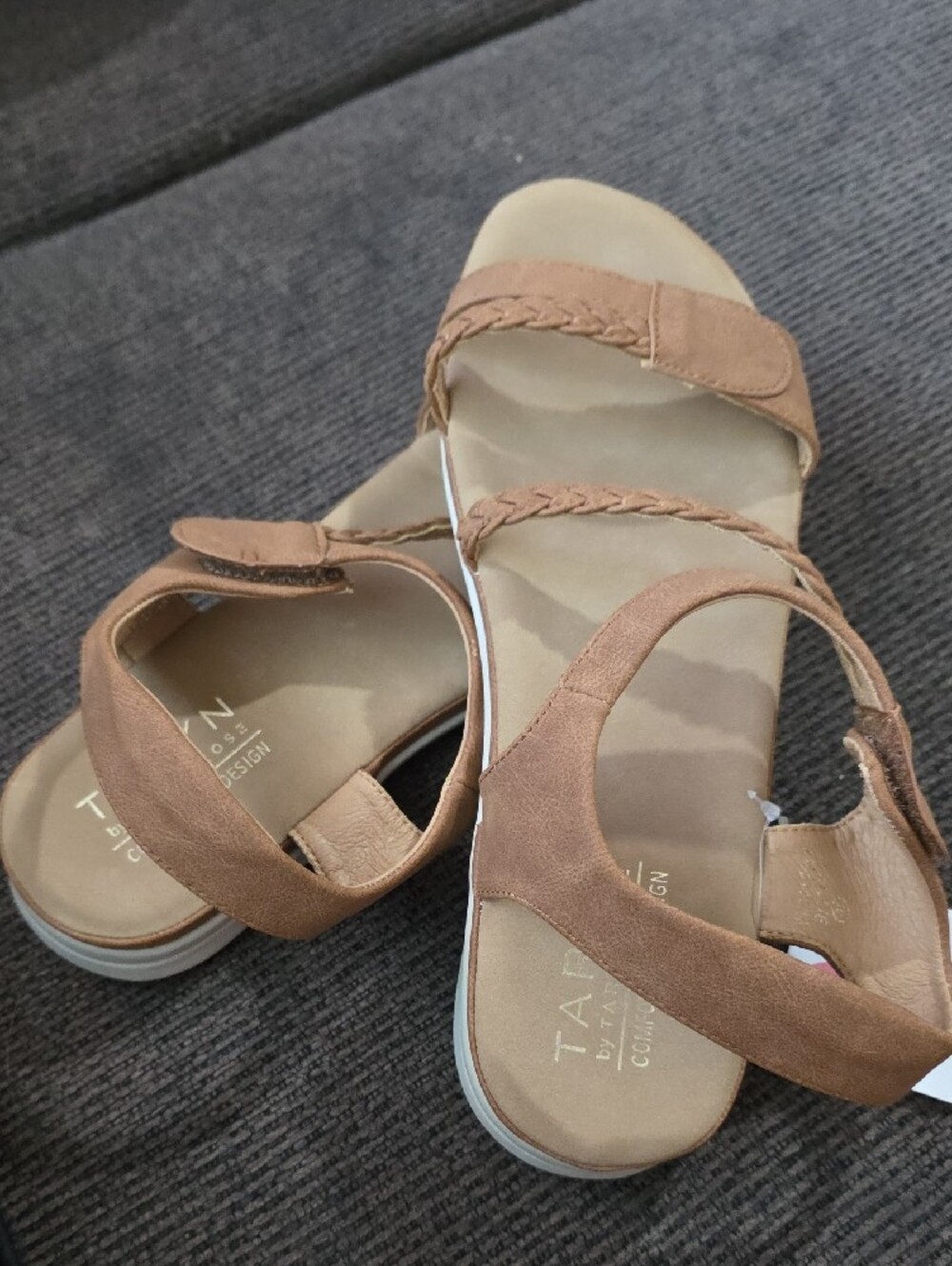 Taryn Rose Braided Strap Tan Suede Sandals